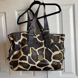 Dooney & Bourke Brown Giraffe Print Large Bag